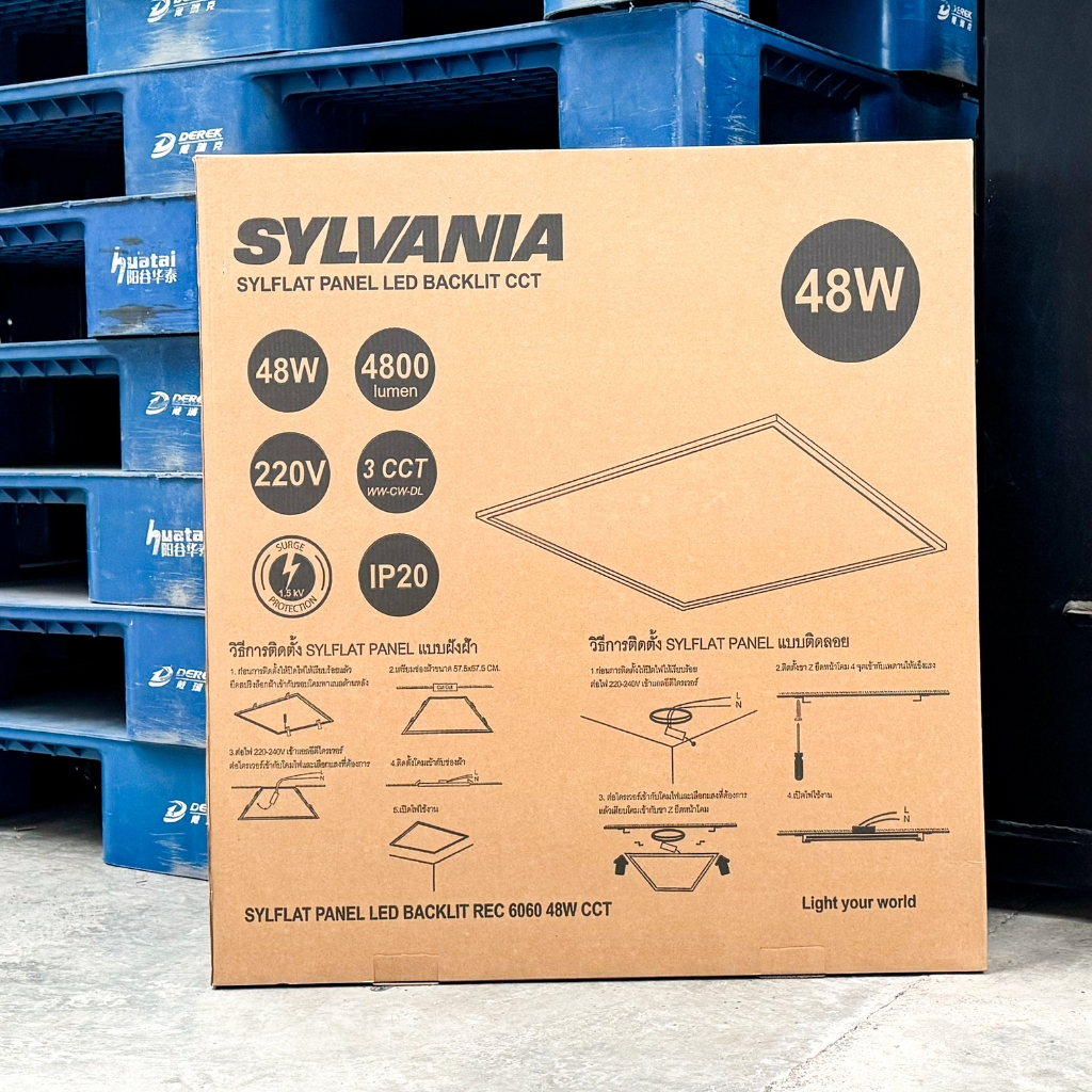 **แบบฝังฝ้า** 60x60 SYLVANIA โคมฝังฝ้า LED พาแนล 48W โคมแอลอีดีพาแนล โคมไฟเพดาน โคมไฟ กรอบสำหรับโคมไฟพาแนล
