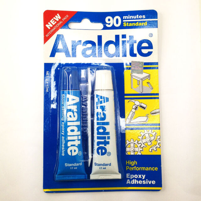Araldite AB Epoxy Adhesive glue 90 minutes กาวอีพ็อกซี่ รุ่น Rapid Steel แบบผสม 2 หลอด แห้งภายใน 90 นาที ฟ้า-ขาว