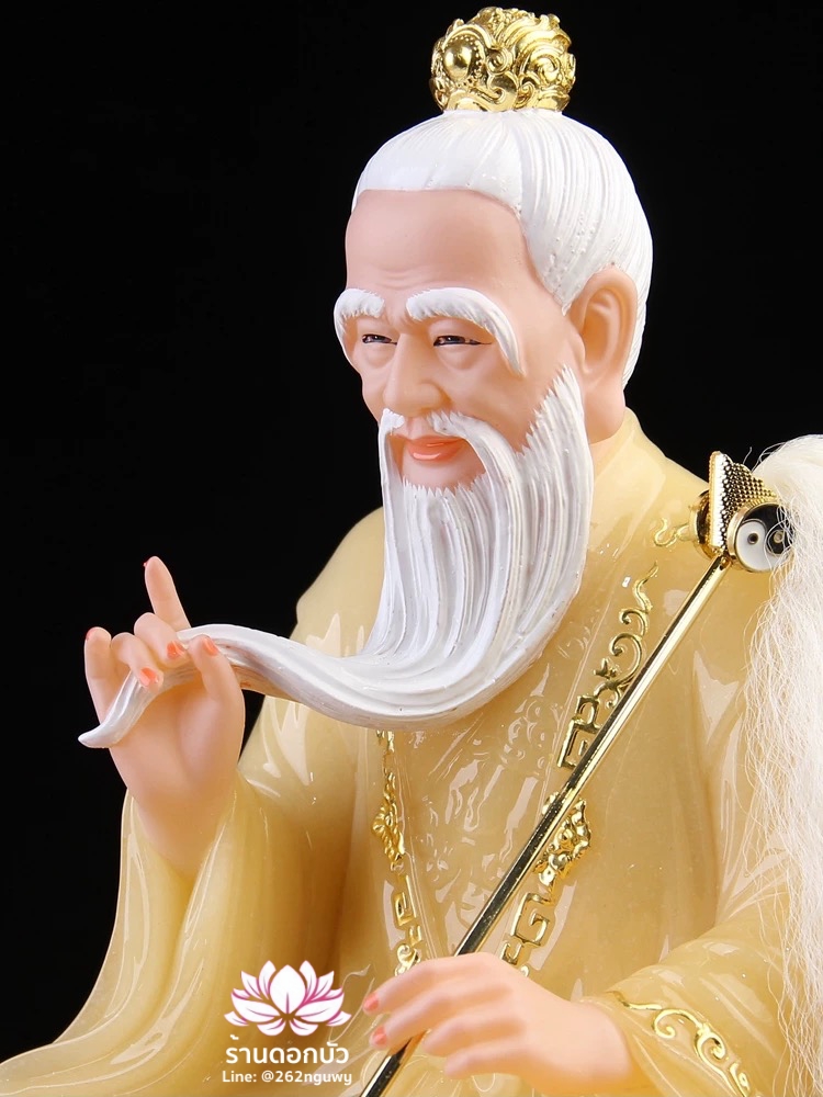 ไท่เสียงเหล่ากุง ไท่ส่องโล้กุ๊น ไท้ซังเหล่าจวิน หรือเล่าจื้อ ปางประทับนั่งขี่วัว งานหินอ่อนคุณภาพสูง ขนาด 16/19/26 นิ้ว