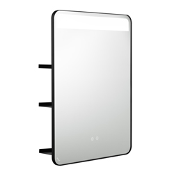 MFL001 กระจกเงากรอบโลหะสีดำพร้อมไฟ LED และระบบไล่ฝ้า 600 x 800 mm.