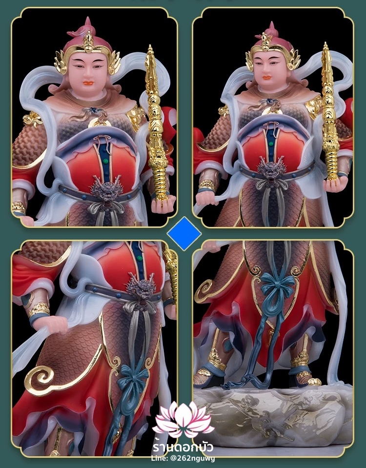 เทพเจ้ากวนอู และพระเวทโพธิสัตว์ (อุ่ยท้อผ่อสัก) งานหินอ่อนคุณภาพสูง ขนาด 12/16/19 นิ้ว