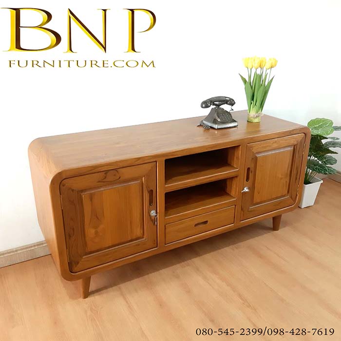 ไซด์บอร์ดวางทีวีไม้สัก รุ่น ฟรีเซีย