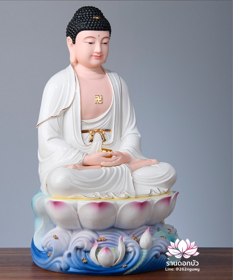 พระพุทธเจ้า (พระยูไล) พระโพธิสัตว์กวนอิม (กวนอิมผ่อสัก) พระกษิติครรภโพธิสัตว์ (ตี่จั่งอ๊วงผ่อสัก) และพระศรีอริยเมตไตรย (หมีเล่อฝอ) ขนาด 12/16/19 นิ้ว