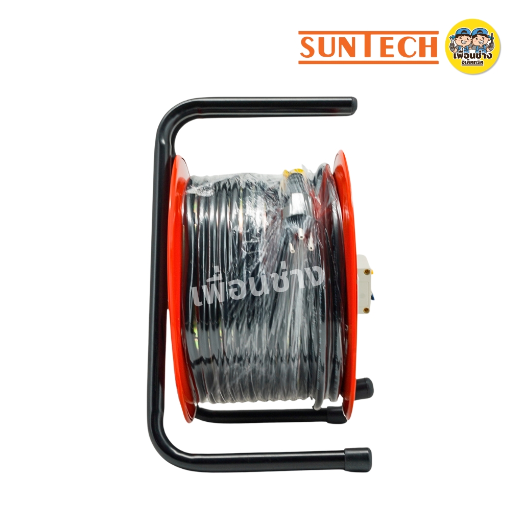 SUNTECH ล้อเก็บสายไฟ มอก. รุ่น AC-RCBO เบรกเกอร์ ขนาดสาย 3x1.5 3x2.5 16A 3600W ปลั๊กพ่วง 3 ขากลม ล้อสายไฟ