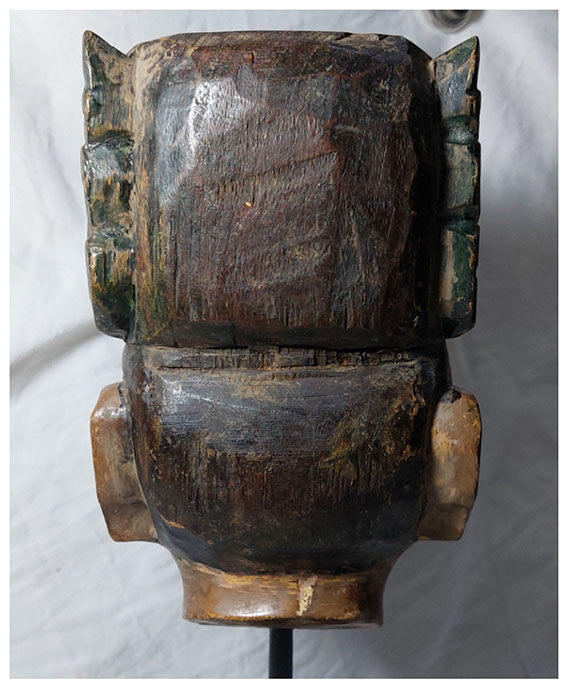 หัวหุ่นไม้แกะศิลปะพม่า(หัวโขน) สูงรวมฐาน 31cm