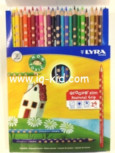 ดินสอสีไม้สามเหลี่ยม GROOVE SLIM แท่งยาว 24 สี