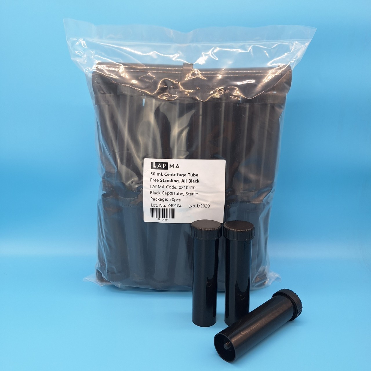 Free-standing Centrifuge Tube 50ml ,Sterile, หลอดทดลองแบบตั้งโต๊ะ ขนาด50 มล. (หลอดเก็บเมล็ดกาแฟ) (ขายยกลัง)