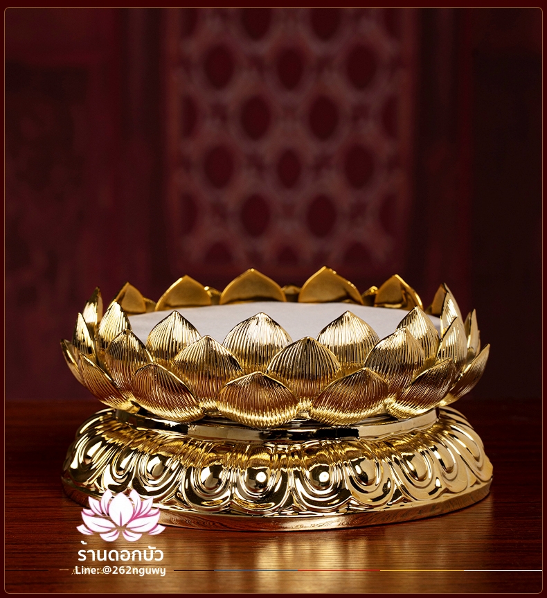 ฐานรองเทวรูป ฐานรองพระพุทธรูป แท่นวางเทวรูป รูปทรงดอกบัว สีทอง