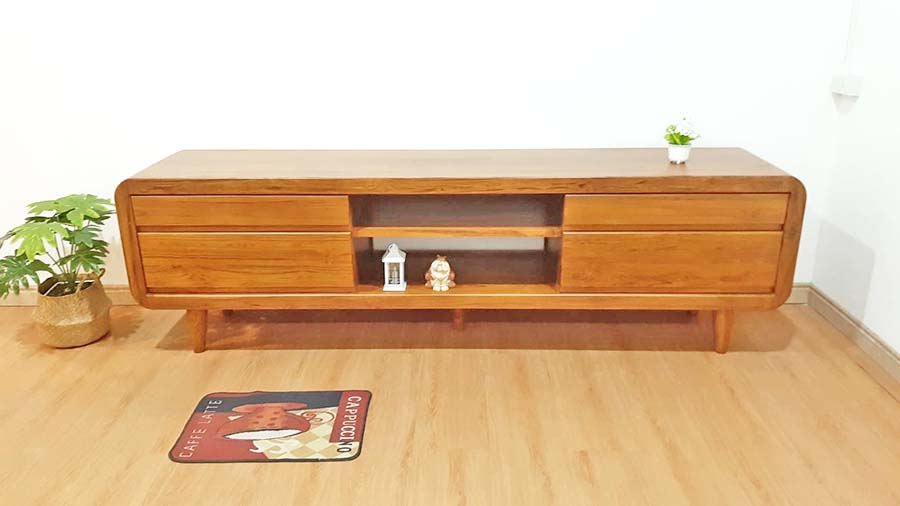 ไซด์บอร์วางทีวีไม้สักแท้ รุ่นเดอะเบส ยาว 2.4 เมตร