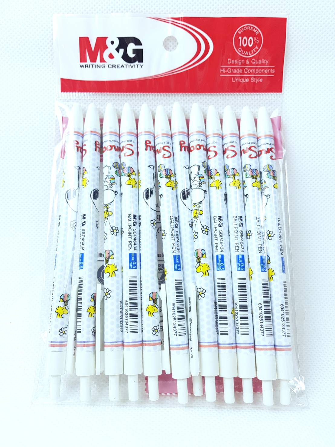 Small Evting ปากกาลูกลื่นลายการ์ตูนสนูปปี้ หัว0.5 มม. แพ็ค12ด้าม (เลือกลายได้) สีน้ำเงิน ปากกาเจล ปากกาลูกลื่น เครื่องเขียน