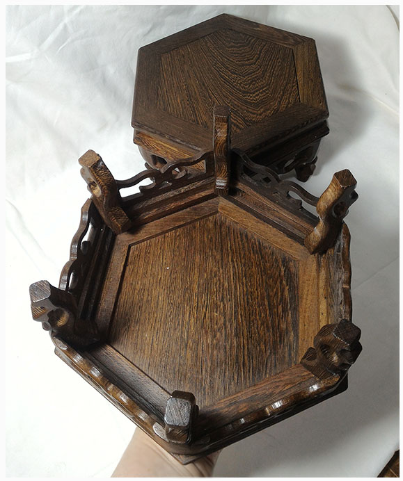 ฐานหรือกี๋ไม้จีน-หกเหลี่ยม 17cm