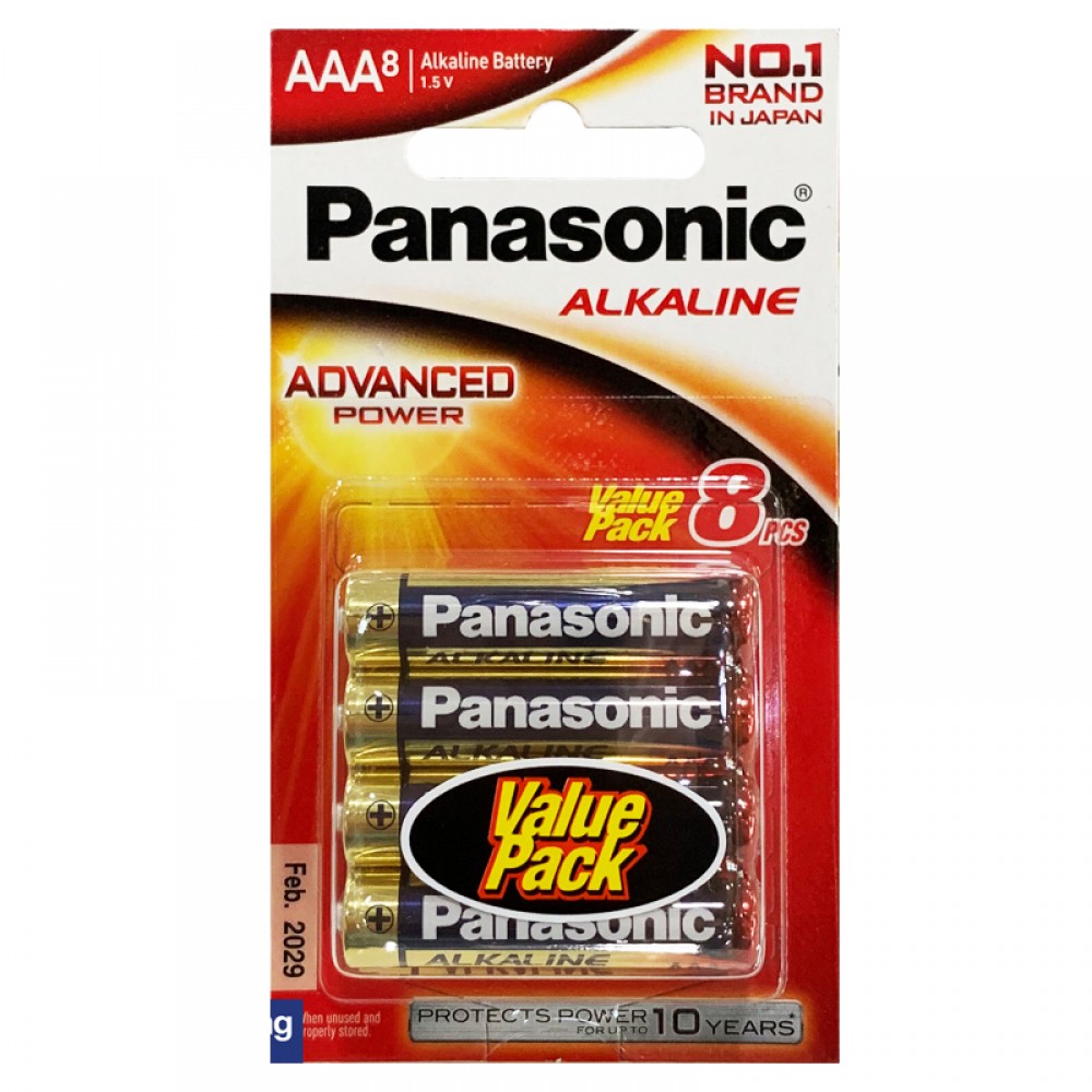 Panasonic ถ่านอัลคาไลน์ AAA (แพ็ค 8 ก้อน) พานาโซนิค Alkaline Battery