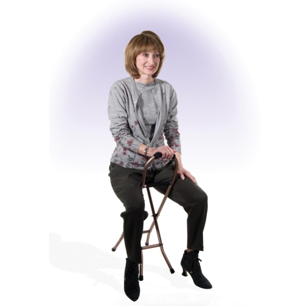 ไม้เท้า เก้าอี้พับได้ พร้อมที่นั่งผ้าไนลอน นั่งได้