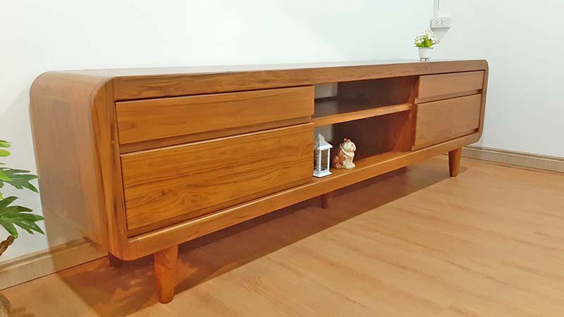 ไซด์บอร์วางทีวีไม้สักแท้ รุ่นเดอะเบส ยาว 2.4 เมตร