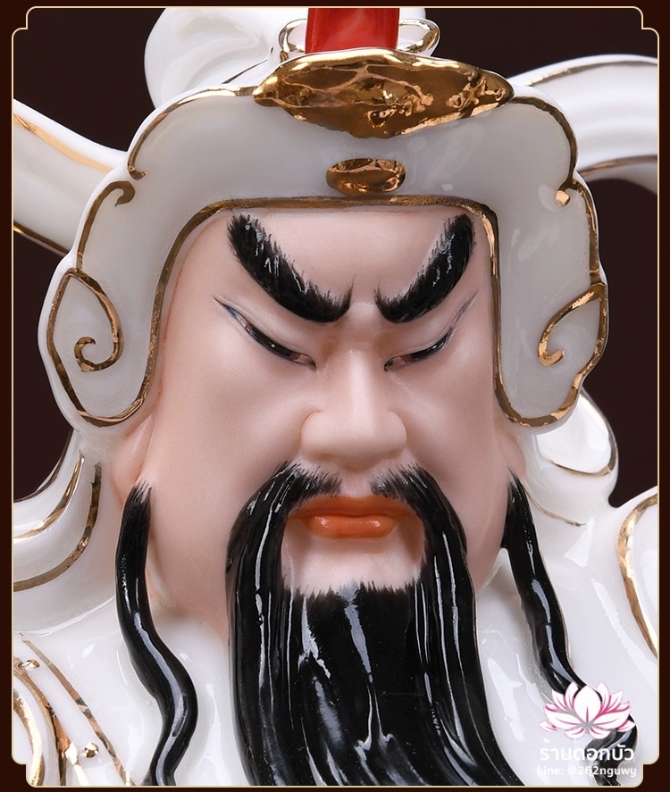 เทพเจ้ากวนอู และพระเวทโพธิสัตว์ (อุ่ยท้อผ่อสัก) ขนาด 14 นิ้ว สีขาวขลิบทอง