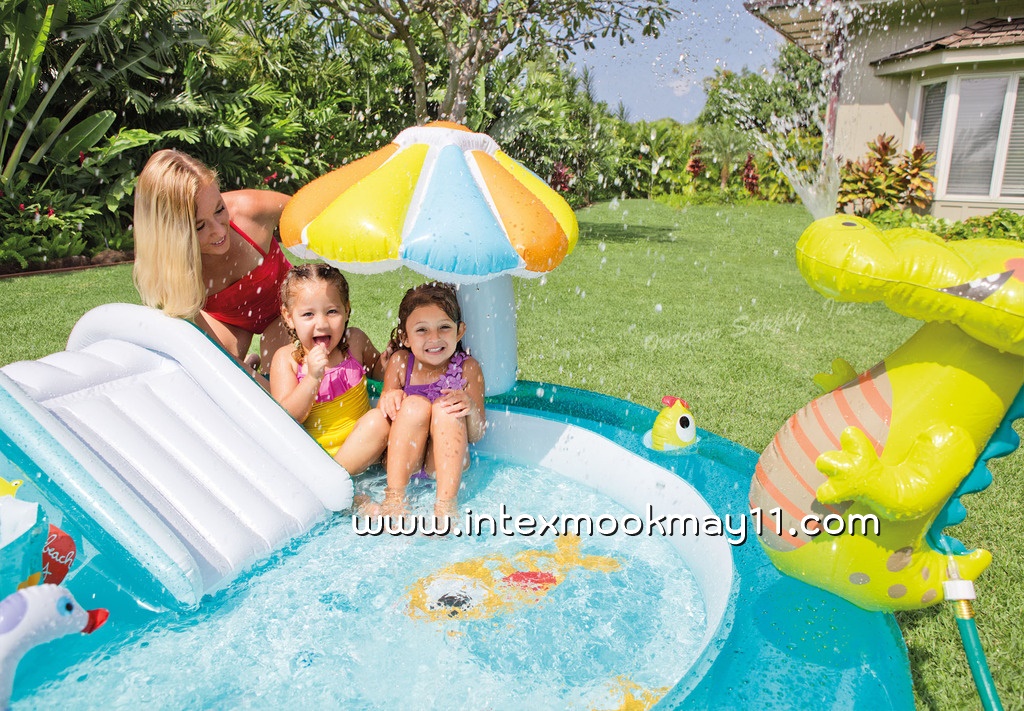 Intex สวนน้ำเป่าลมจระเข้น้อยแฟนซี สีฟ้า 57129