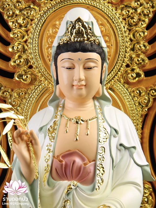 พระพุทธเจ้า (พระยูไล) พระโพธิสัตว์กวนอิม (กวนอิมผ่อสัก) พระมหาสถามปราปต์โพธิสัตว์ (ไต่ซีจี่ผ่อสัก) ปางยืนบนดอกบัว ขนาด 12/16/19/26/36 นิ้ว