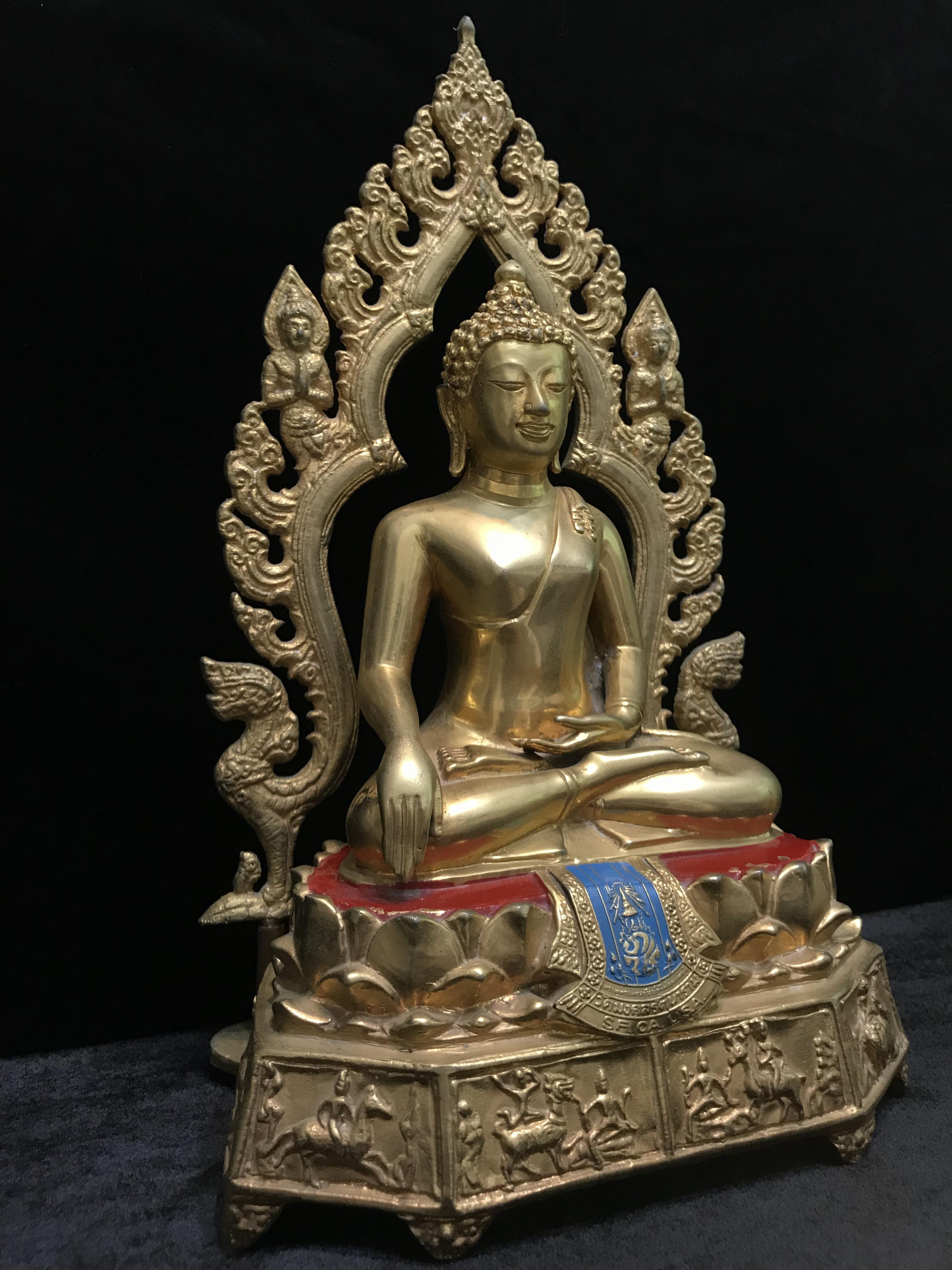 พระพุทธมงคลรัตนภูมิพัฒนมหามุนี ภปร. หน้าตัก 5นิ้ว(อาบทองคำ) วัดมงคลรัตนาราม วัดไทยในซานฟรานซิสโก สหรัฐอเมริกา ( Sanfrancisco USA.) ปี2523 (นิยมหายาก)