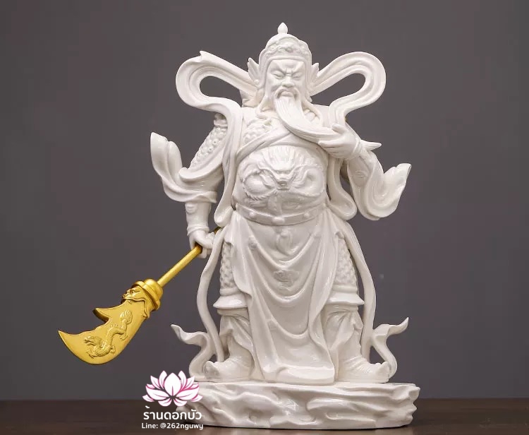 เทพเจ้ากวนอู และพระเวทโพธิสัตว์ (อุ่ยท้อผ่อสัก) ขนาด 12/16 นิ้ว สีขาว