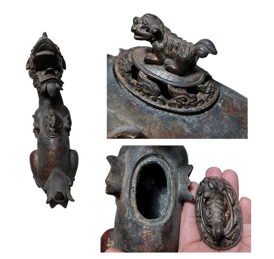 มังกรเหลียวหลัง ในรูปแบบเตากำยานสไตล์เก่า ของตกแต่งบ้าน ตกแต่งร้าน-BPT2470-