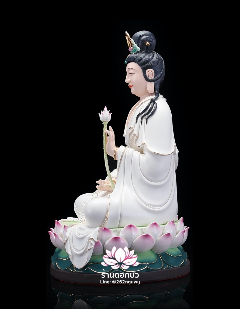 พระมหาสถามปราปต์โพธิสัตว์ ไต่ซีจีผ่อสัก ปางประทับนั่งดอกบัว งานกระเบื้องฮกเกี้ยน ขนาด 12/16/19 นิ้ว