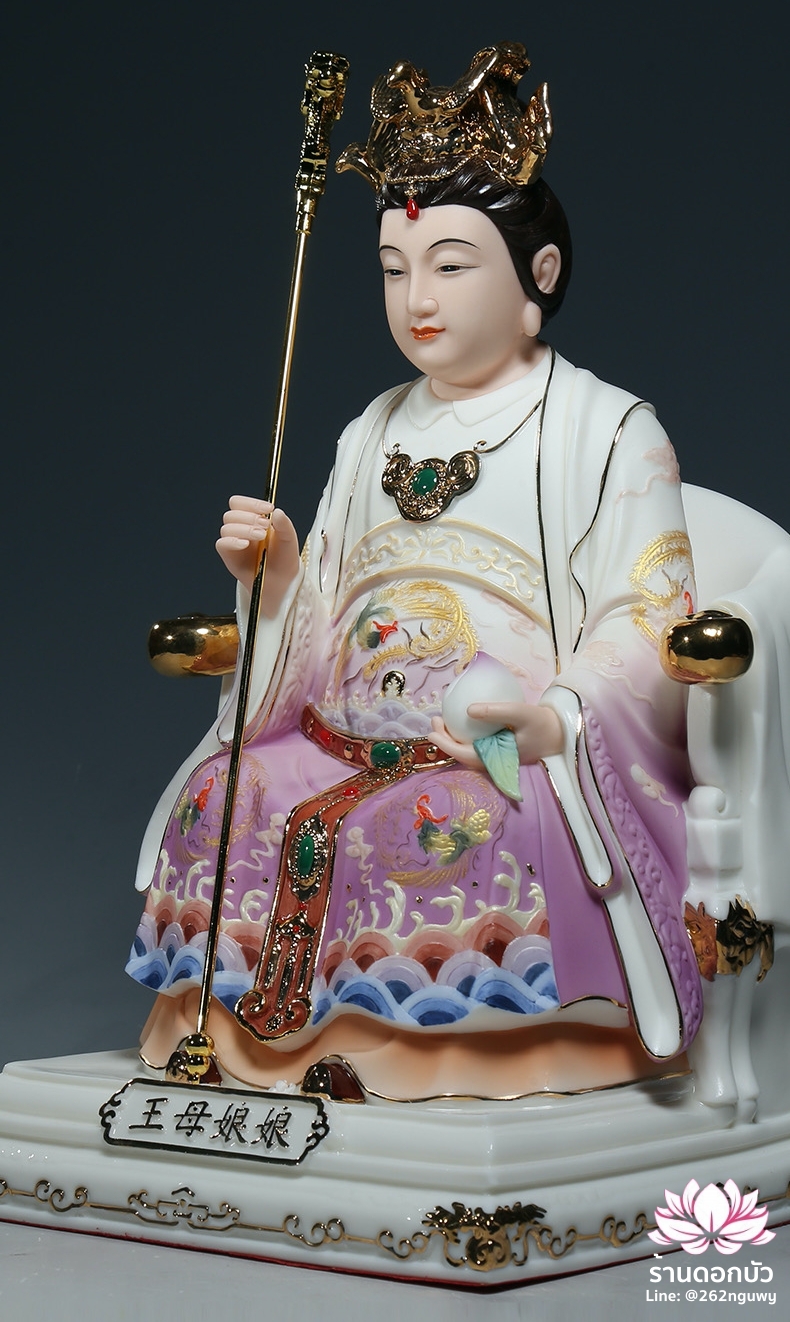เง็กเซียนฮ่องเต้ หยกอ๋องส่องเต่ และ พระนางซีหวังหมู่ กิมบ้อเนี่ยเนี้ย ประทับนั่งบัลลังก์ คุณภาพพรีเมียม ขนาด 12/16 นิ้ว