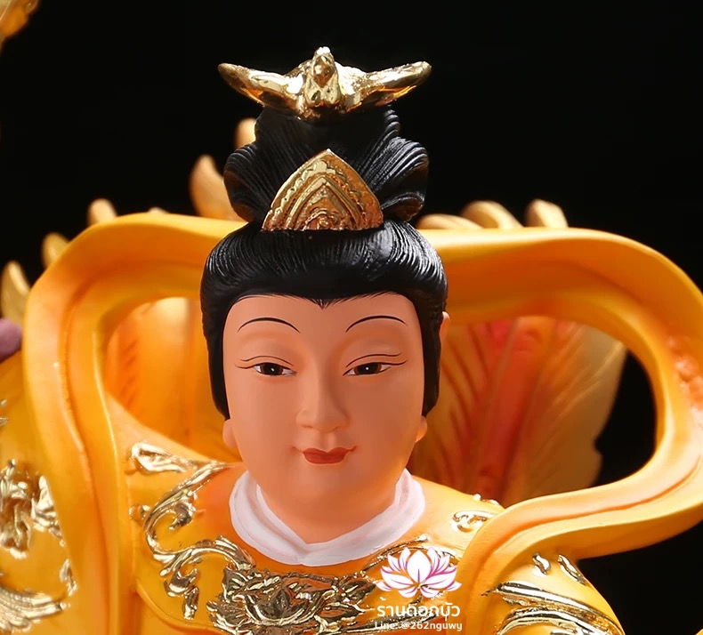 กิ่วเที้ยนเฮี่ยนลื้อ กิวเทียงเหี่ยงนึ่ง จิ่วเทียนเสวียนนี่ ปางยืนบนหงส์บริวาร งานเรซิ่น ขนาด 16 นิ้ว