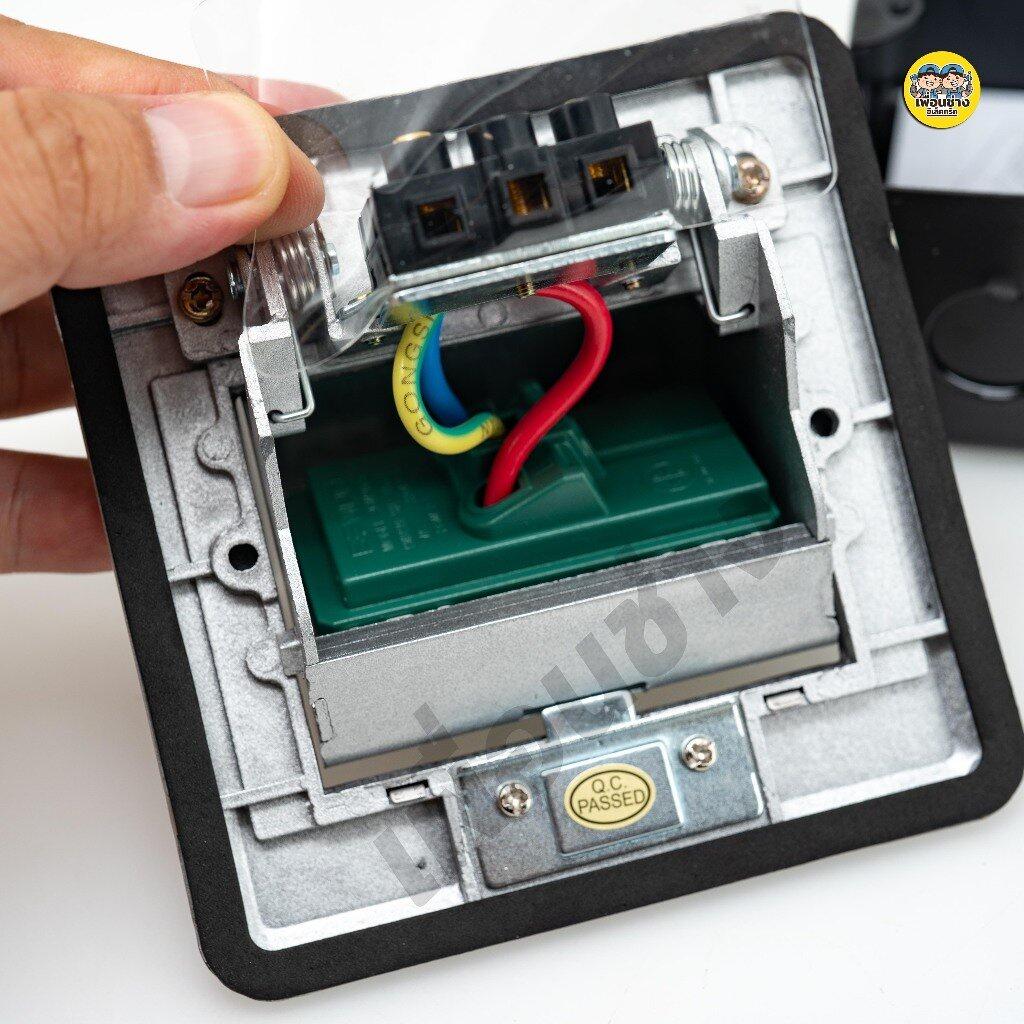 Bewon ป๊อปอัพ ฝังพื้น รุ่น B แบบสปริง พร้อมเต้ารับ กราวน์คู่ ปลั๊กฝังพื้น Floor Socket pop up เต้ารับ ปลั๊ก