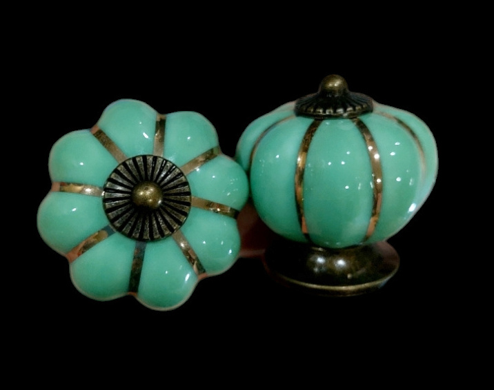 (คู่)ปุ่มจับ มือจับเซรามิกรูปทรงฟักทอง 4cm