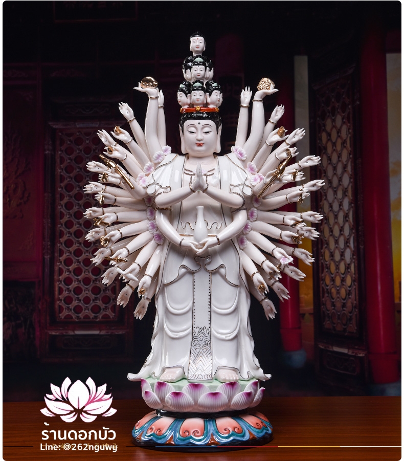 พระโพธิสัตว์กวนอิมพันเนตรพันกร พระแม่กวนอิมพันมือ พระโพธิสัตว์อวโลกิเตศวร 48 กร ปางยืน ขนาด 21 นิ้ว