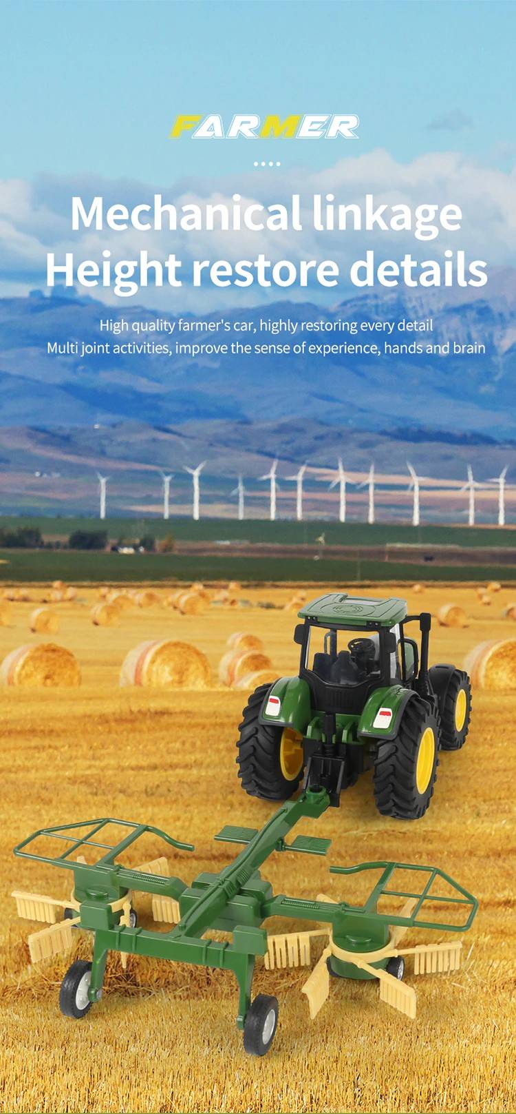 รถแทรกเตอร์การเกษตรบังคับ ไถ่ เกี่ยว เก็บ 2.4G ขนาด 1/24