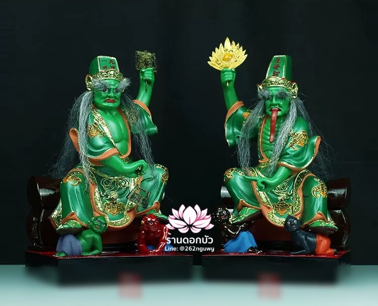 ชิดเอี๋ยโป๊ยเอี๋ย ตั่วแปะหยี่แปะ ยมฑูตขาวดำ ปางนั่งโลงจำปาเหยียบบริวาร งานเรซิ่น ขนาด 12 นิ้ว