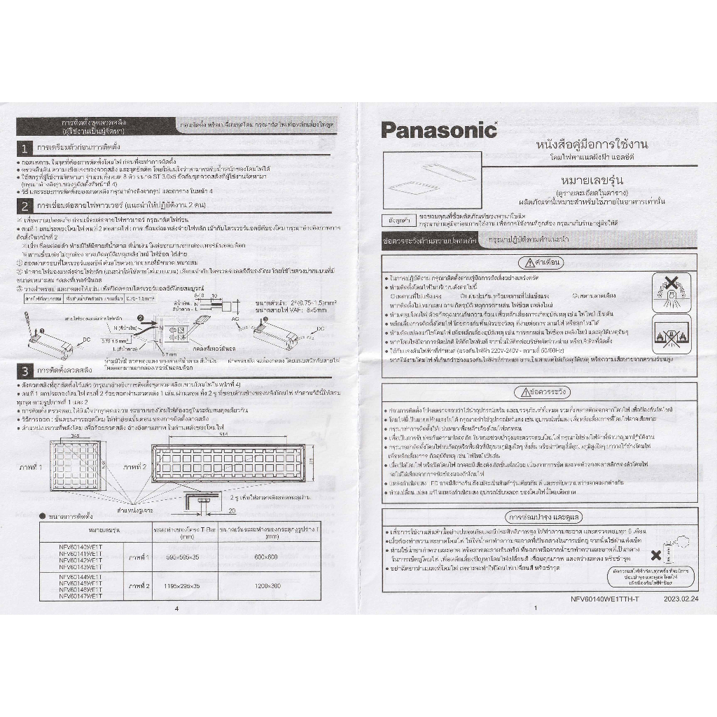 Panasonic 60x60ซม. Panel LED 40w พาแนล โคมแอลอีดีพาแนล T-bar โคมทีบาร์ โคมไฟเพดาน โคมเพดาน พานาโซนิค ไฟเพดาน
