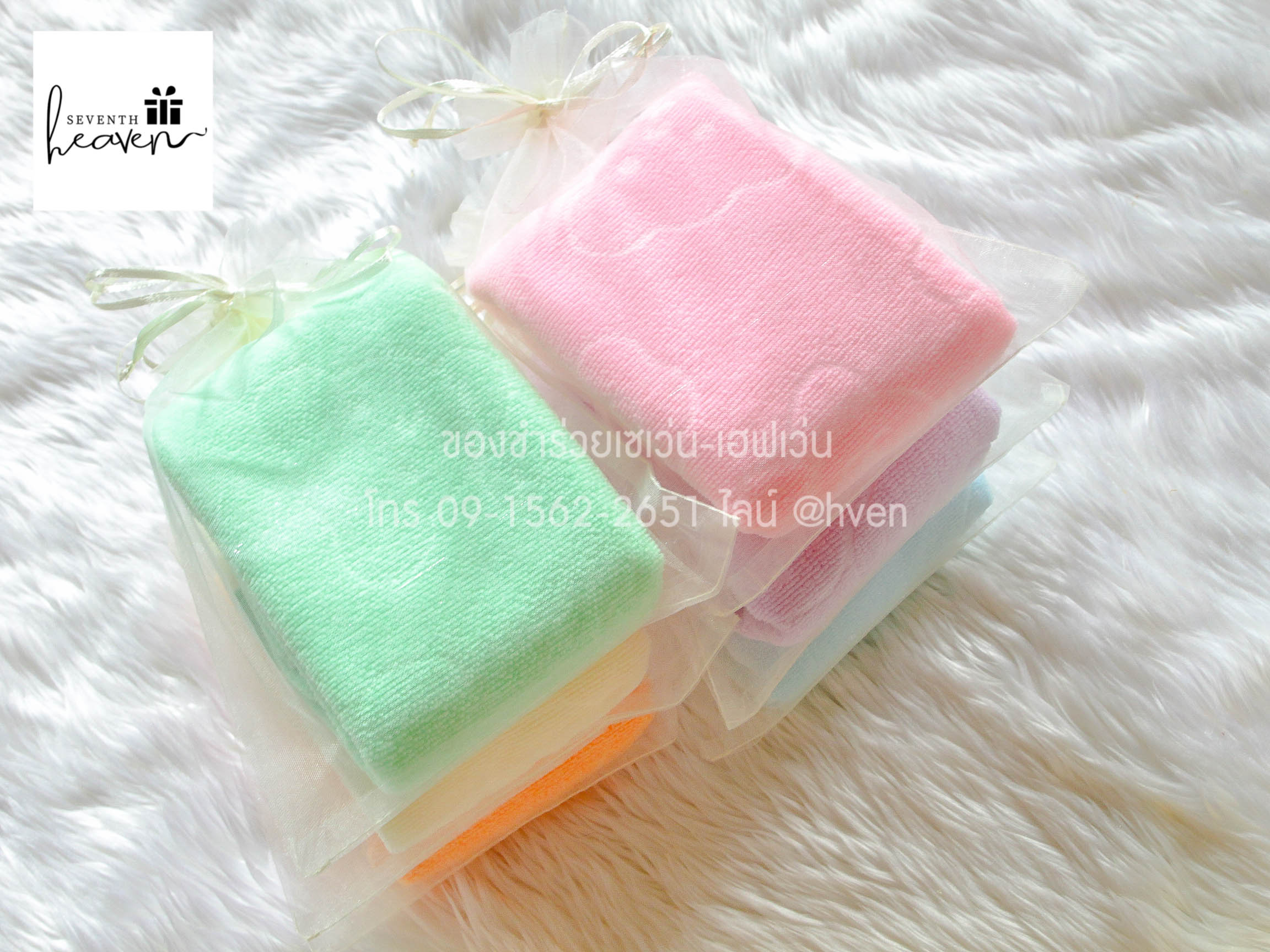 ของชำร่วยงานศพ ผ้าขนหนูนาโน ขนาดผ้าเช็ดผม 15*30 นิ้ว