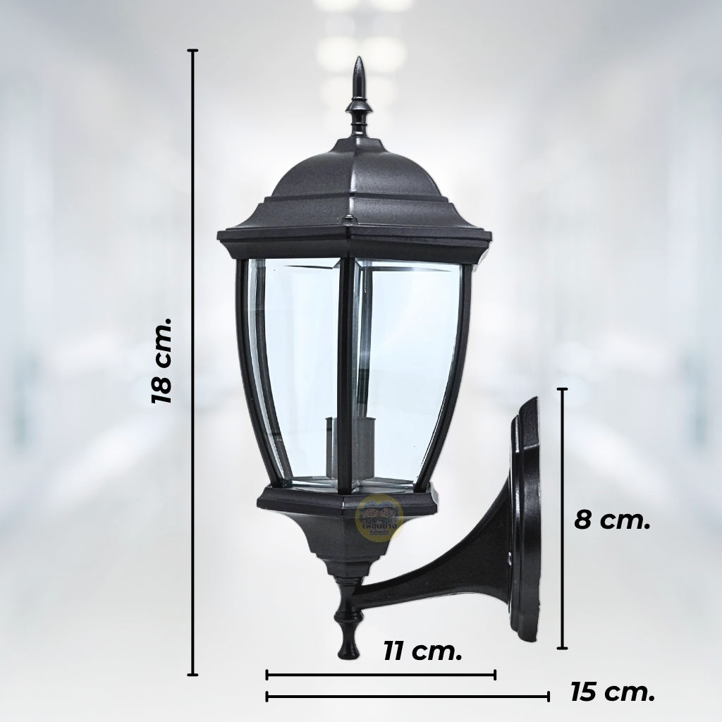 ยี่ห้อ DC รุ่น DCO-9025-1/1L-W-BK โคมไฟกิ่งภายนอก ใช้กับหลอดขั้ว E27 โคมไฟติดผนัง โคมไฟผนัง ไฟภายนอก กันน้ำ IP55