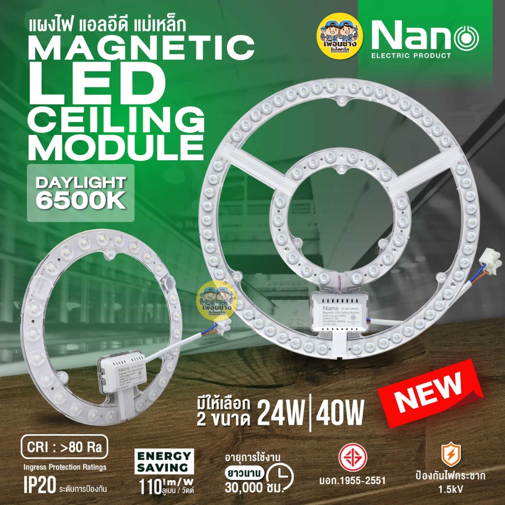 NANO แผงไฟแม่เหล็ก Magnetic LED Ceilng Module 24w 40w แสงขาว 6500K