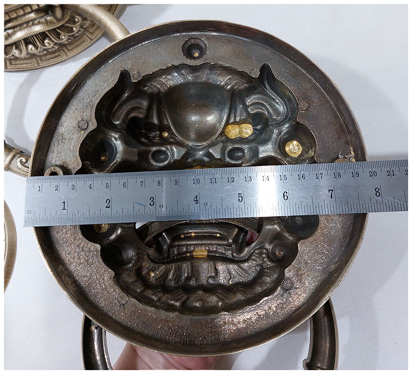 ที่เคาะ มือเคาะ มือดึงประตู หน้าสิงห์ 20cm (ห่วงมีลาย) คู่ละ