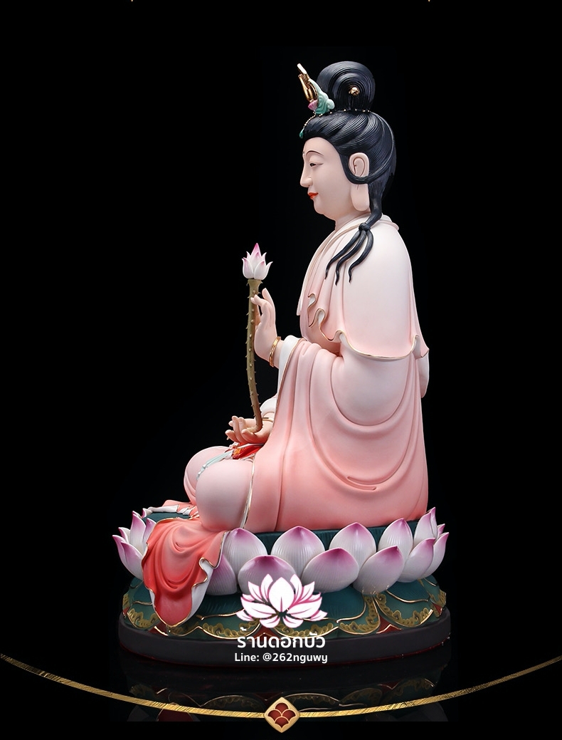 พระมหาสถามปราปต์โพธิสัตว์ ไต่ซีจีผ่อสัก ปางประทับนั่งดอกบัว งานกระเบื้องฮกเกี้ยน ขนาด 12/16/19 นิ้ว