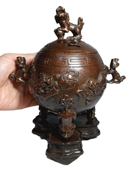 เตากำยาน กระถางกำยาน กระถางธูป ทองเหลืองสไตล์จีน