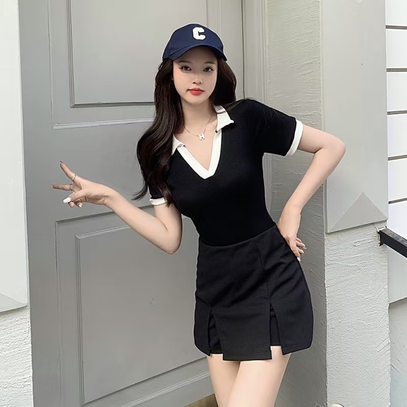 คอปกแขนสั้นทูโทน