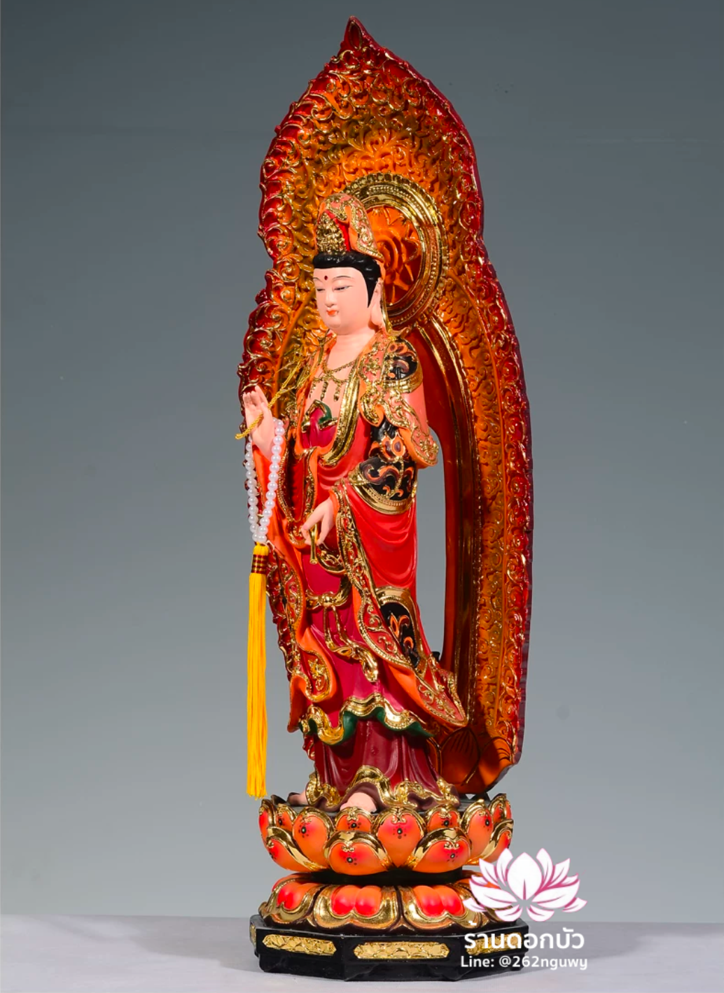 พระพุทธเจ้า (พระยูไล) พระโพธิสัตว์กวนอิม (กวนอิมผ่อสัก) พระมหาสถามปราปต์โพธิสัตว์ (ไต่ซีจี่ผ่อสัก) ปางยืนบนดอกบัว ขนาด 16/19/26/36/42/50 นิ้ว