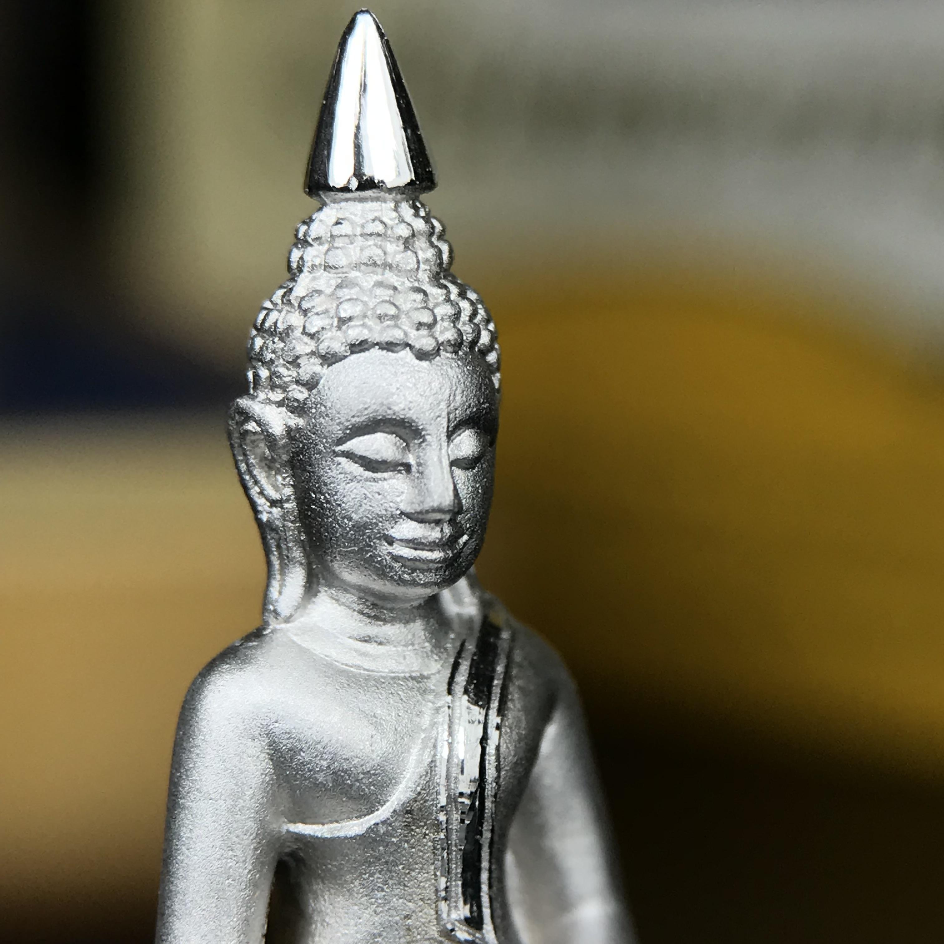 พระพุทธโสธร คุ้มเกล้าฯ ภปร.(ใต้ร่มพระบารมี คุ้มเกล้า) 60ปี รพ.ภูมิพลฯ พ.ศ.2552 เนื้อเงิน ชุบทองคำขาว(ลอยองค์พิมพ์ ใหญ่ ขนาด 30*20 มม.) 1 ใน 5000 องค์ หายาก