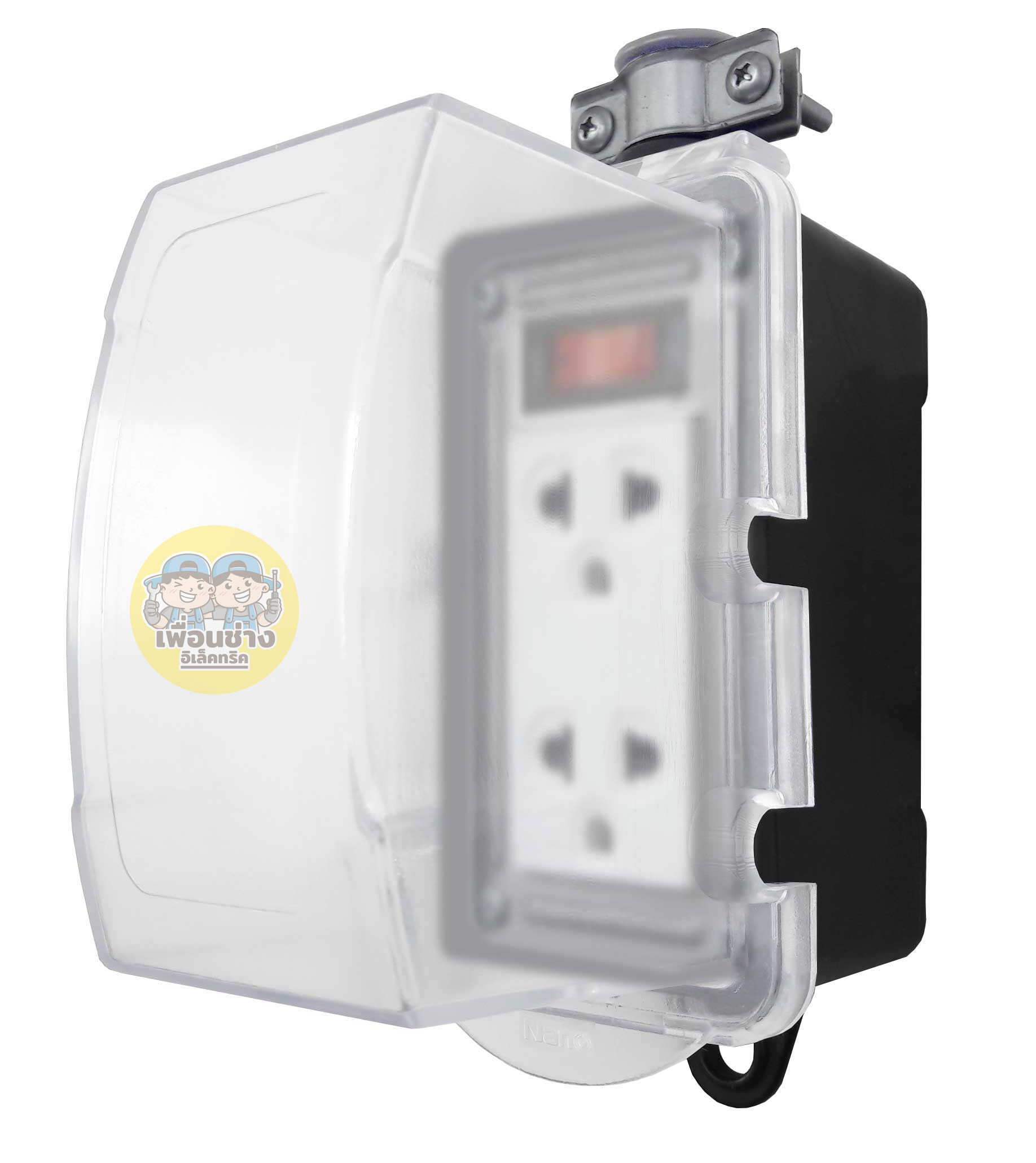 NANO บล็อคยาง + ฝาครอบกันน้ำ มีเมนสวิตซ์ 16A 3680W พร้อมเต้ารับ มีม่านนิรภัย ไม่มีสาย บล็อกยาง ปลั๊กพ่วง ปลั๊กสนาม บ็อกยาง ปลั๊ก ปลั๊กกันน้ำ