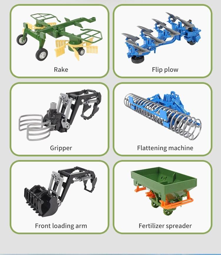 รถแทรกเตอร์การเกษตรบังคับ ไถ่ เกี่ยว เก็บ 2.4G ขนาด 1/24