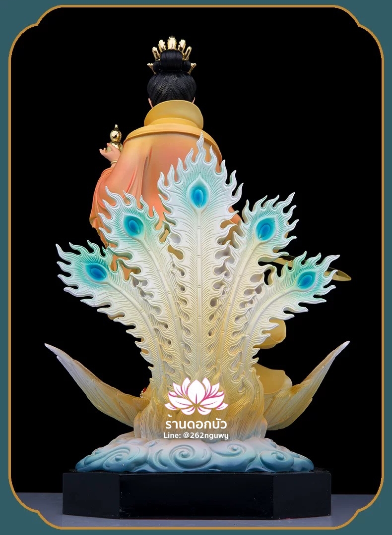 กิ่วเที้ยนเฮี่ยนลื้อ กิวเทียงเหี่ยงนึ่ง จิ่วเทียนเสวียนนี่ ปางยืนบนหงส์บริวาร งานเรซิ่น ขนาด 12/16/19/26 นิ้ว