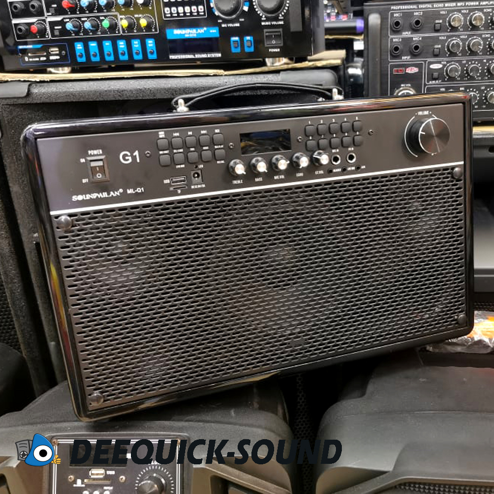 Soundmilan ML-Q1 G1 ลำโพงกีตาร์ ลำโพงบลูทูธ ลำโพงช่วยสอน ตู้ลำโพง ลำโพงบลูทูธไร้สาย ฟรีไมค์ลอย UHF2ตัว