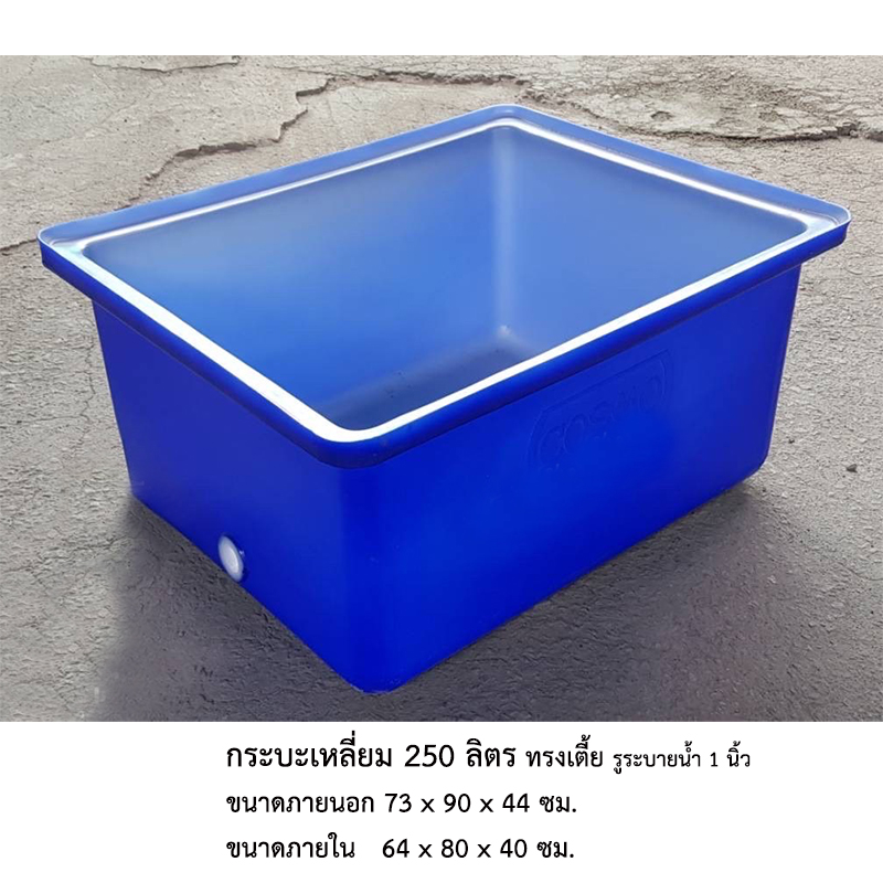 กระบะเหลี่ยม 250 ลิตร ทรงเตี้ย