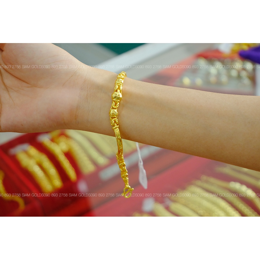 สร้อยข้อมือกึ่งกำไลตัดลายคั่นโอ่ง 2 บาท รหัส 887