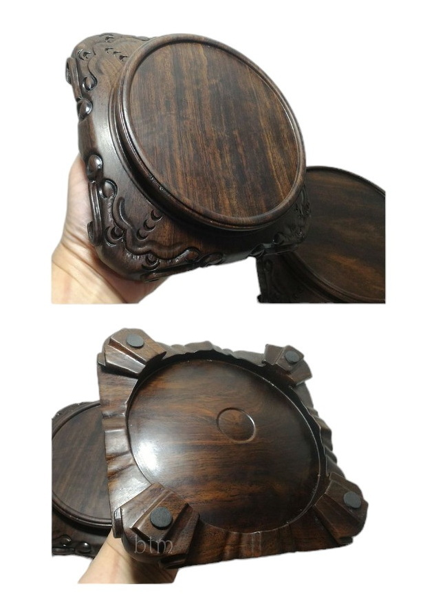 กี๋หรือฐานไม้สไตล์จีน ทรงกลม ตัน ไม้มีน้าหนัก