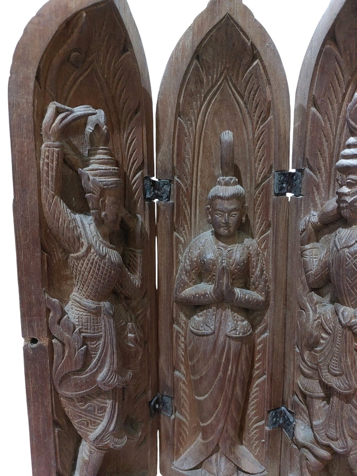 ตลับพับไม้แกะศิลป์พม่า-รามเกียรติ์ สูง31cm